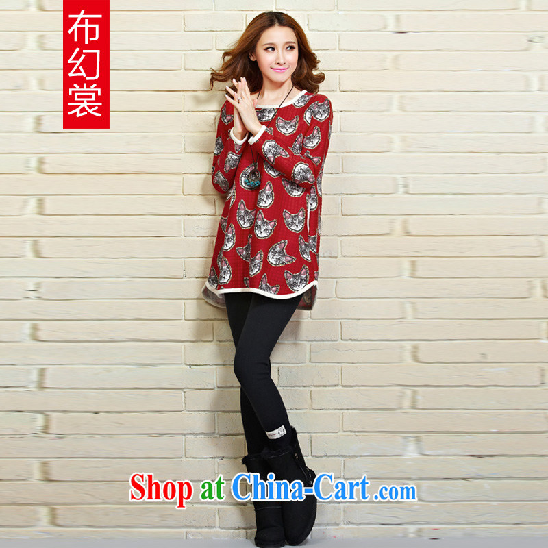 The Advisory Committee was winter clothing new cotton suit kitten pattern the lint-free cloth thicken the code female long-sleeved T-shirt TW 2196 red XL, the magic Advisory Committee, and on-line shopping