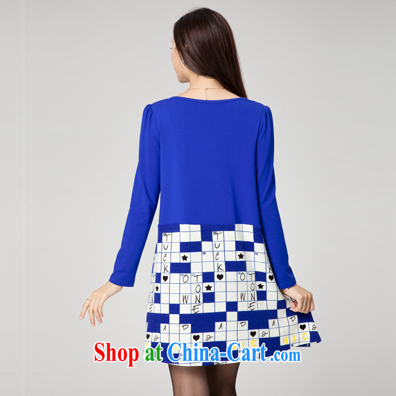 United States, would be 2015 new Korean version of the greater code female thick MM beauty graphics thin knocked color stitching letters stamp loose dress YF 59 blue 3 XL (171 jack - 190 Jack through) and the US concluded (RIUMILVE), online shopping