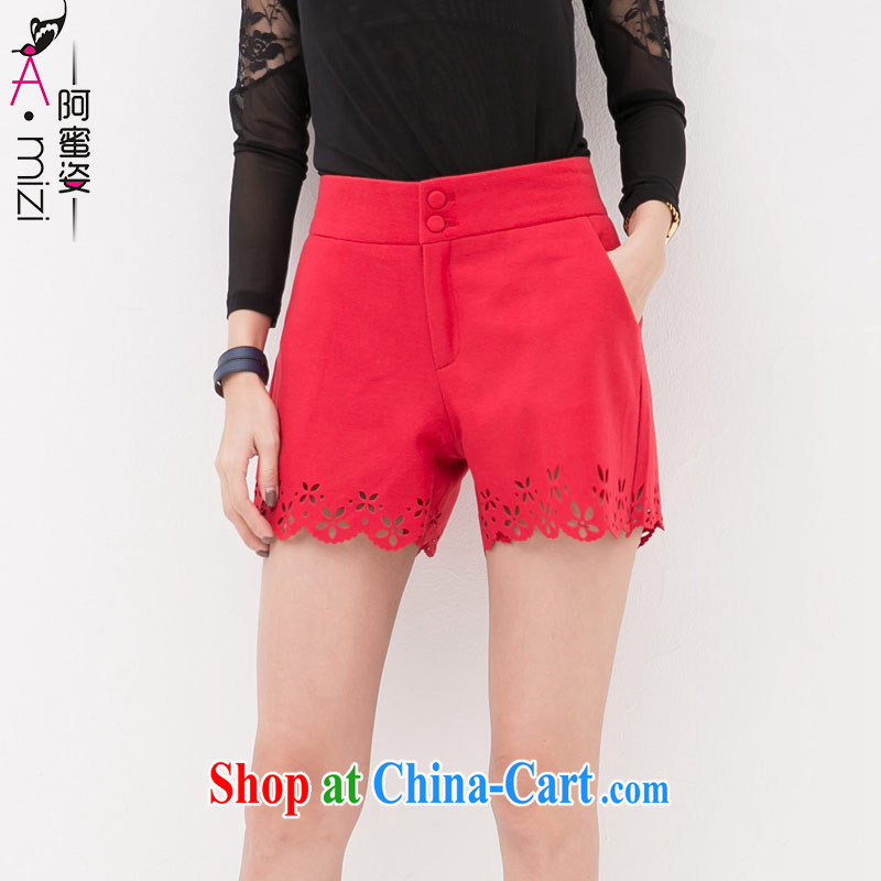 The honey autumn beauty with new Korean version thick MM large code gross shorts? girls thick? The boots, trouser press video thin hot pants girls 9057 red XXXXL, the honey, and the Code women, online shopping