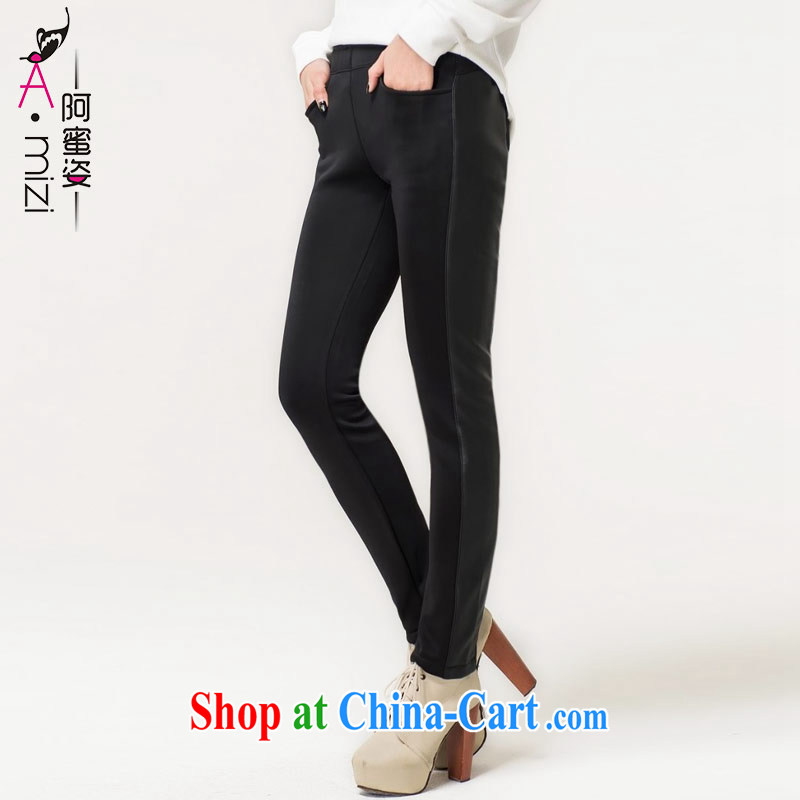 The honey and diverse large code girl with thick MM graphics thin Korean autumn with the lint-free cloth warm spell, stretch, high-waist castor pants women 8269 black XXXXXL, the honey, and the Code female, and shopping on the Internet