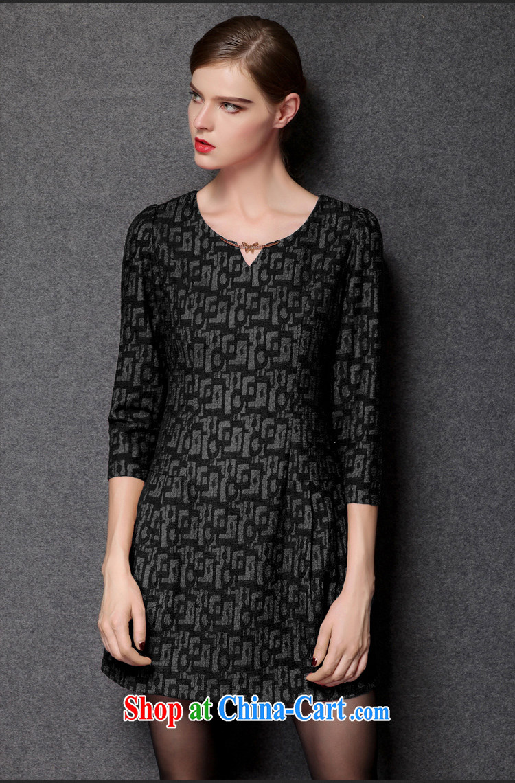 Connie's dream 2014 new fall in Europe and with high-end King, female geometry short 7 cuff V for cultivating dresses Style Fashion short skirts Y 3293 black XXXXL pictures, price, brand platters! Elections are good character, the national distribution, so why buy now enjoy more preferential! Health