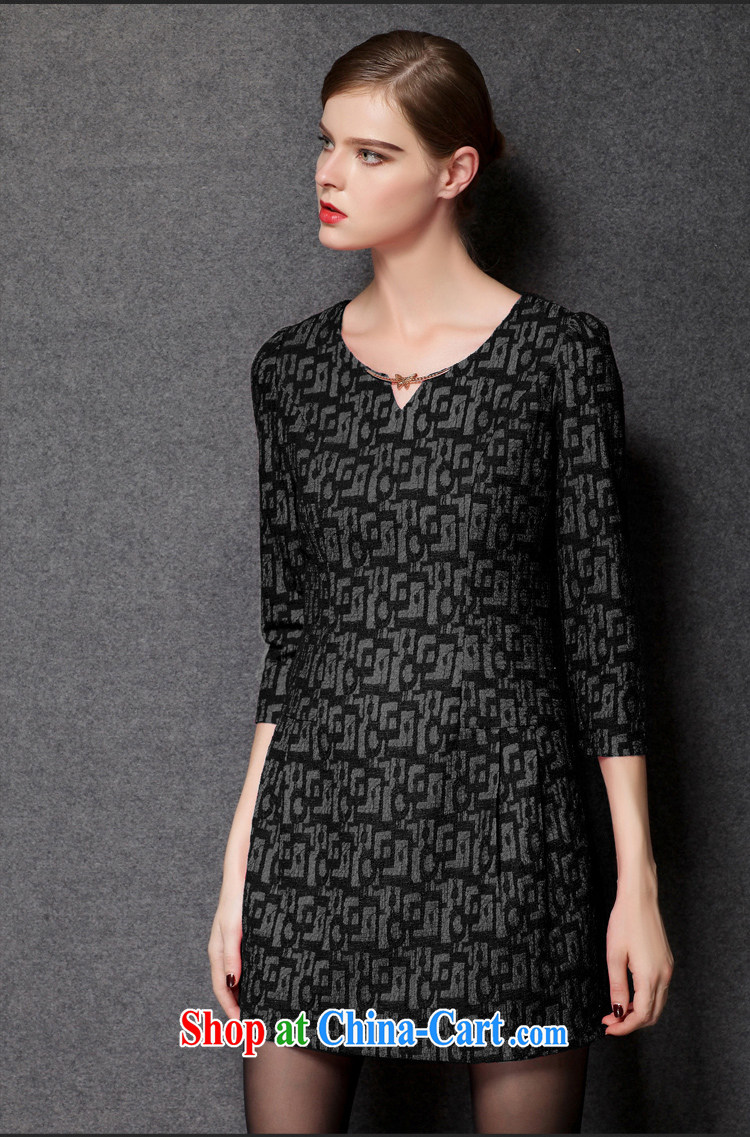 Connie's dream 2014 new fall in Europe and with high-end King, female geometry short 7 cuff V for cultivating dresses Style Fashion short skirts Y 3293 black XXXXL pictures, price, brand platters! Elections are good character, the national distribution, so why buy now enjoy more preferential! Health