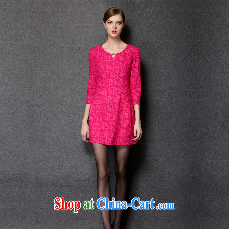 Connie's dream 2014 new fall in Europe and with high-end King, female geometry short 7 cuff V for cultivating dresses Style Fashion short skirts Y 3293 black XXXXL, Anne's dream, shopping on the Internet