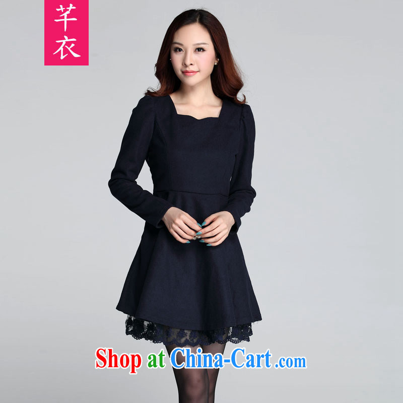 Constitution, indeed, girls with thick mm waves for the XL video thin 2015 new autumn and winter clothing thick hair that Korean lady long-sleeved dresses blue XL 120 - 140 jack