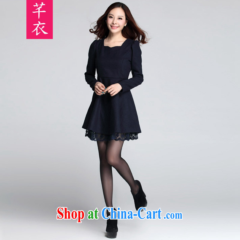 Constitution, indeed, women mm thick waves for the XL video thin 2015 new autumn and winter clothing thick hair that Korean lady long-sleeved dresses blue XL 120 - 140 jack, constitution and clothing, and shopping on the Internet