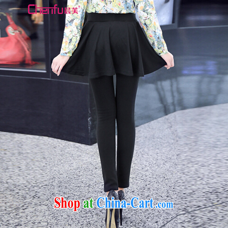 Morning 2015 will be new, larger female spring new, lint-free cloth with warm graphics thin elastic thick MM dress pants commuter lady 100 hem double-coat solid black pants 5 XL, morning, and shopping on the Internet