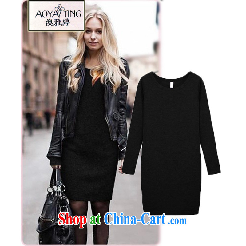 o Ya-ting 2014 winter new larger female decoration, thick cotton skirt solid European wind the lint-free cloth dresses female HM 98 black 5 XL recommends that you 175 - 200 jack