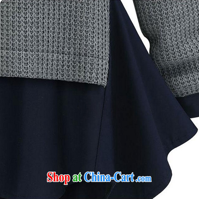 Special clearance is not in the United States and Europe, female spring new leave of two-color collision roll collar long-sleeved, long Sweater Knit-gray 1477 5 XL, Dan Jie Shi (DANJIESHI), online shopping