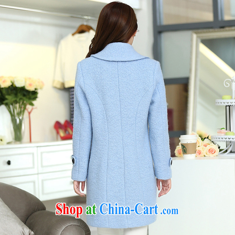 Staff of the fat increase, women with thick mm 2014 autumn and winter with new Korean version Cashmere wool coat this jacket 5051 light blue 2 XL, Director (Smeilovly), online shopping