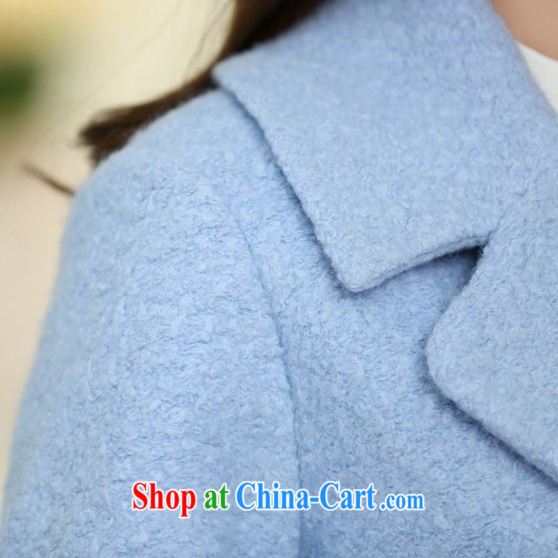 Staff of the fat increase, women with thick mm 2014 autumn and winter with new Korean version Cashmere wool coat this jacket 5051 light blue 2 XL, Director (Smeilovly), online shopping
