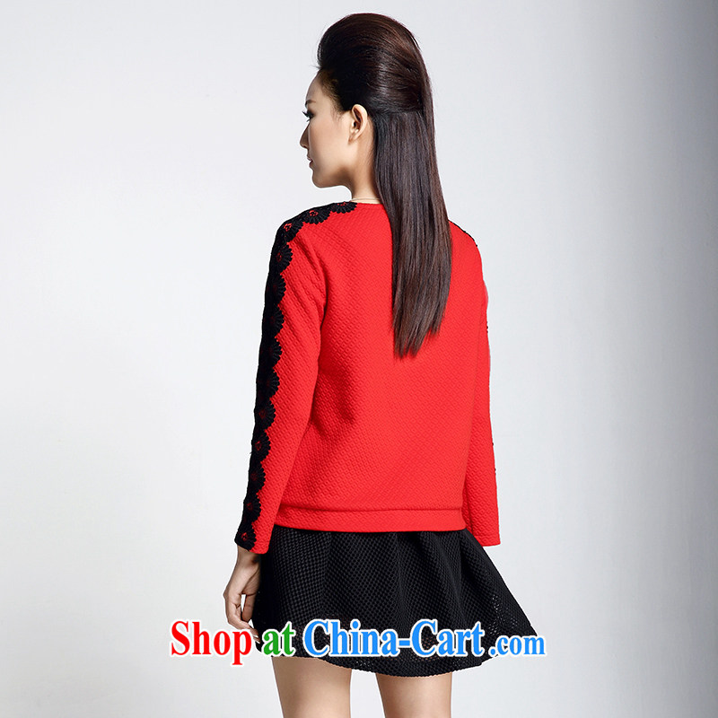 Slim, Mr Big, women 2014 winter clothes new, thick mm stylish lace stitching long-sleeved T-shirt girls 944021070 red 6 XL, former Yugoslavia, Mak, and shopping on the Internet