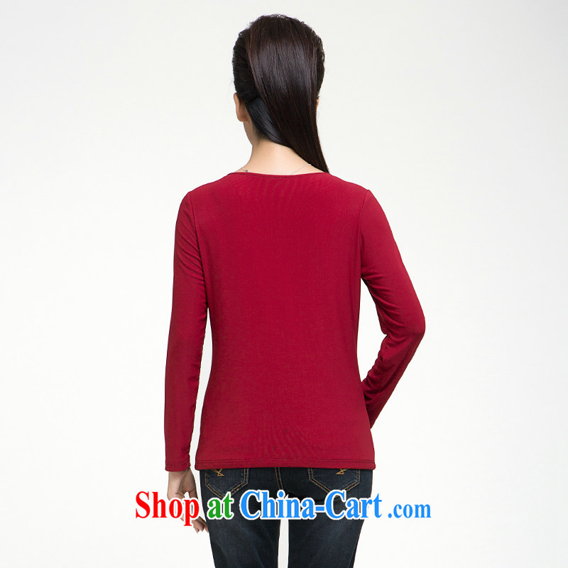 The Mak is the female 2014 winter clothes new, thick mm stylish graphics thin T shirts girls long-sleeved shirts solid red 944171060 5 XL, former Yugoslavia, Mak, and shopping on the Internet