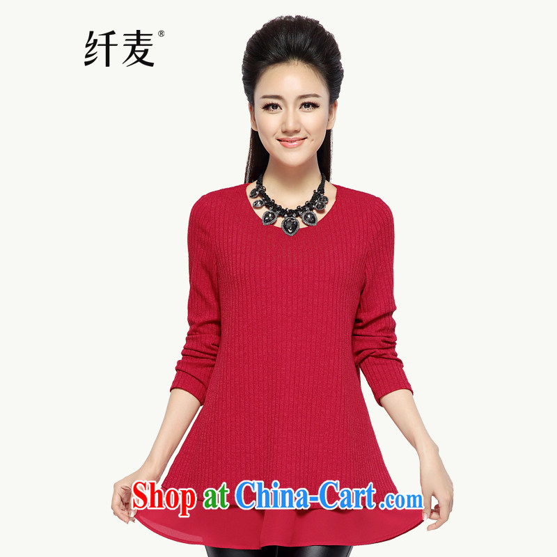 Slim, Mr Big, women 2014 winter clothes new expertise in mm long knitted T-shirt 944365101 red 6 XL