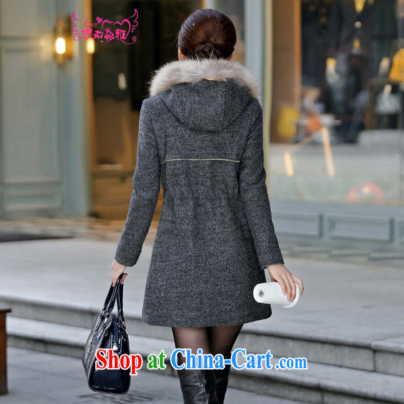The Ju-Yee Nga winter 2014 new stylish large, female-waist thick warm hair? jacket RY 2068 gray XXL, Yu Yee Nga, shopping on the Internet