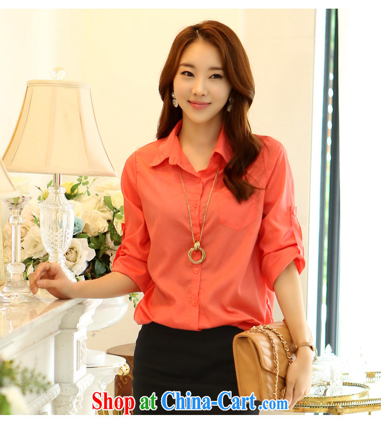 Constitution, indeed, female 2015 XL mm thick Korean leisure loose video thin long-sleeved T-shirt and lapel solid with snow cuff woven shirts orange are code 100 - 120 Jack pictures, price, brand platters! Elections are good character, the national distribution, so why buy now enjoy more preferential! Health