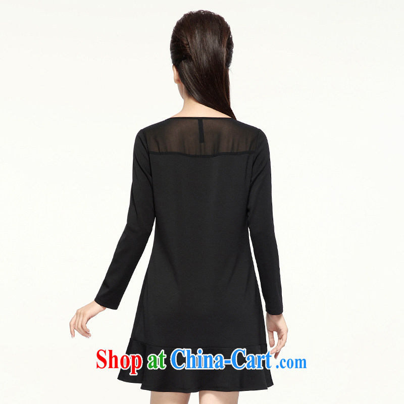 The Mak is the female 2014 winter clothing new thick mm stylish Solid Color flouncing dress 944101642 black 6 XL, former Yugoslavia, Mak, and shopping on the Internet