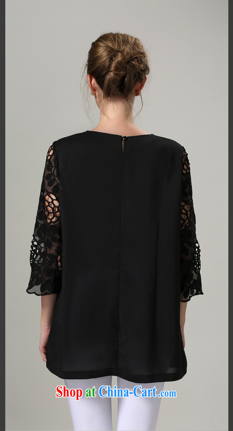 Connie's dream in Europe and high-end 2014 new autumn and the XL women mm thick lace T shirts girls embroidered Openwork 7 cuffs loose T-shirt s 1202 black XXXXXL pictures, price, brand platters! Elections are good character, the national distribution, so why buy now enjoy more preferential! Health