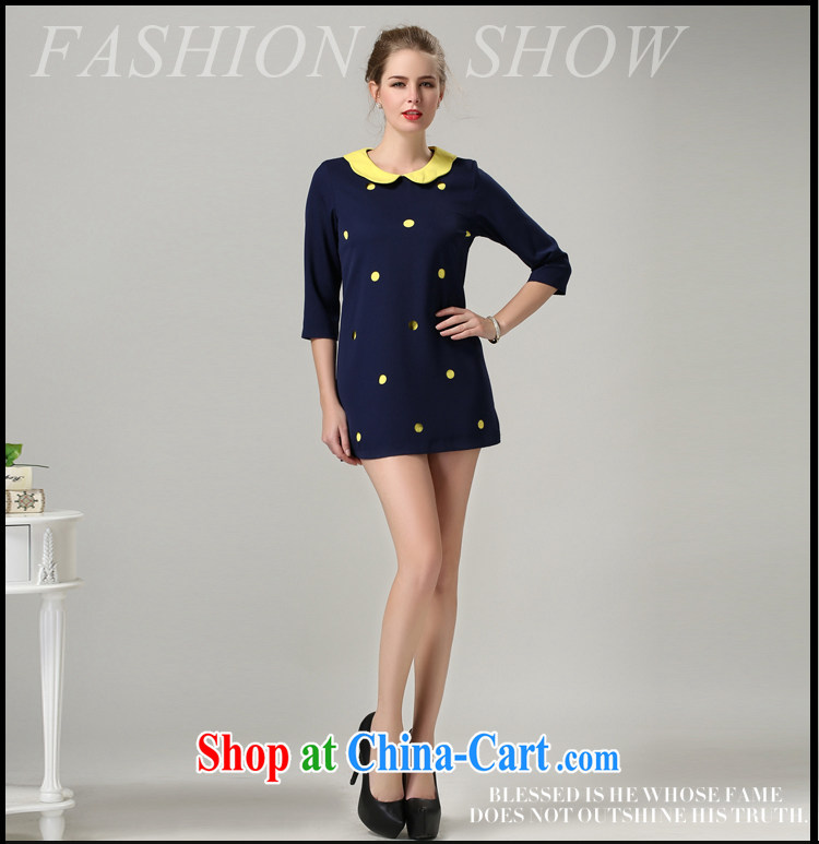 Connie's dream autumn 2014 new high-end European and American and indeed increase, female fashion wave, dolls for 7 sub-cuff beauty dresses spring 1204 s dark blue yellow XXXXXL pictures, price, brand platters! Elections are good character, the national distribution, so why buy now enjoy more preferential! Health