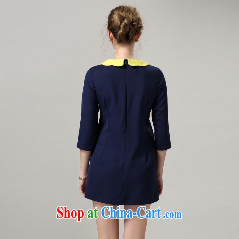 Connie's dream autumn 2014 new, high-end European and American and indeed increase, female fashion wave, dolls for 7 of cultivating cuff dress s spring and autumn 1204 dark blue yellow XXXXXL, Connie dreams, shopping on the Internet