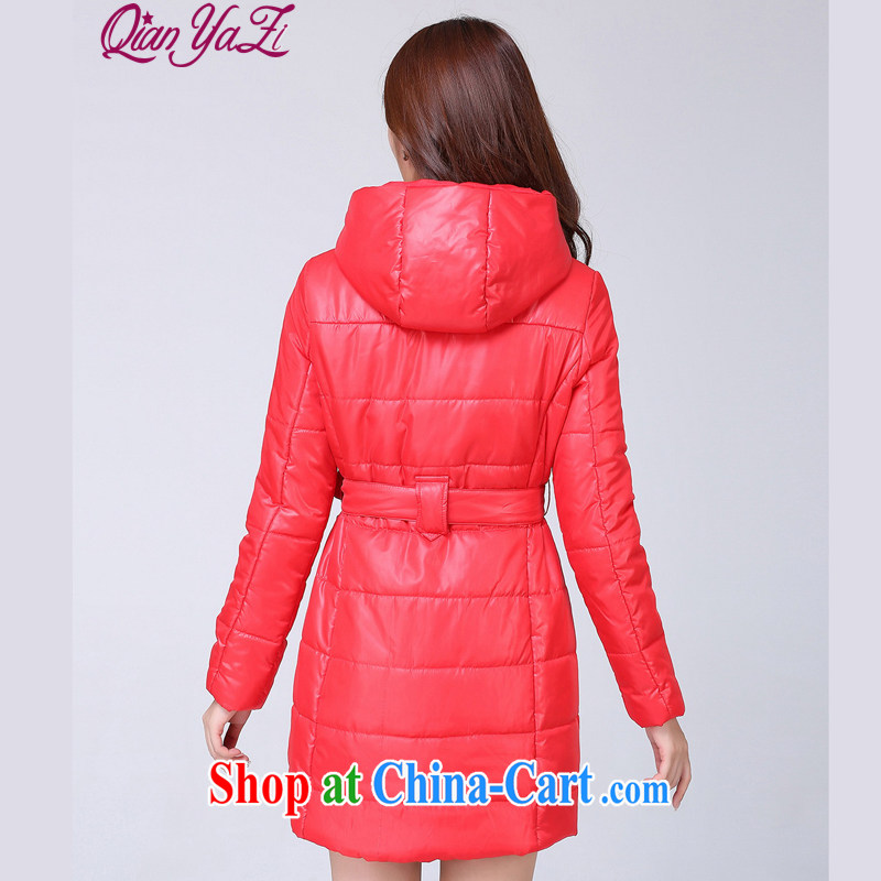 Constitution, Jacob beauty is indeed, XL girls 2015 new autumn and winter clothing warm Lady has been the two-way zip long, cap cotton suit long-sleeved jacket, red 5 XL 180 - 200 jack, constitution, Jacob (QIANYAZI), online shopping