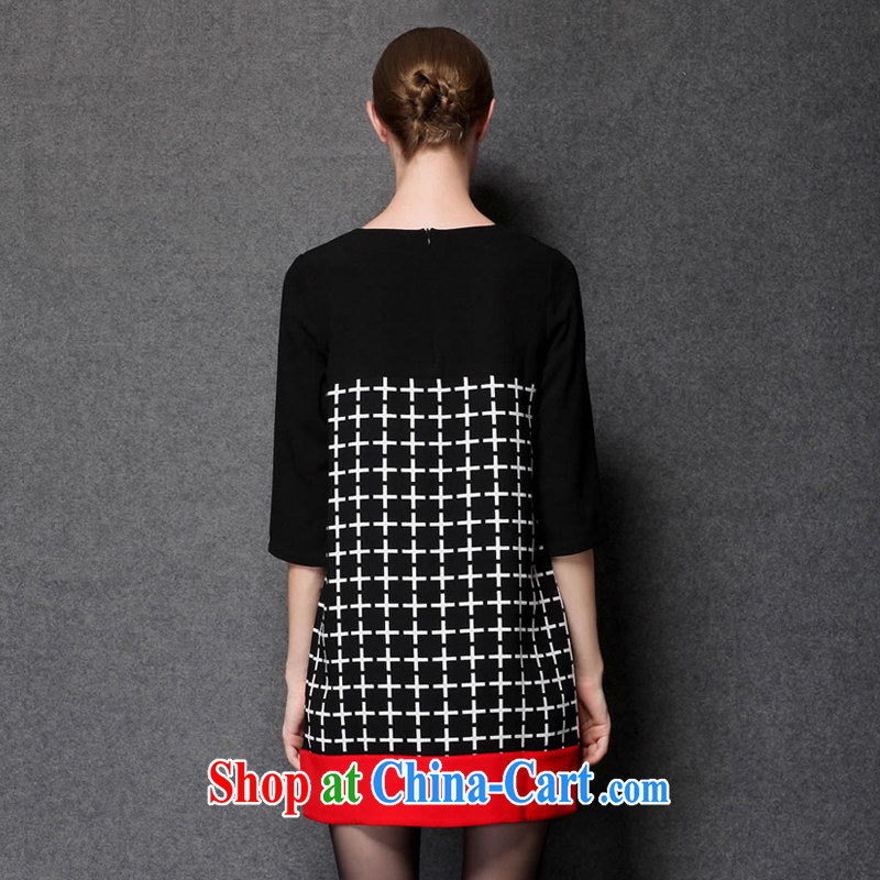 Connie's dream in Europe and high-end XL women 2014 new Autumn with loose video thin dress mm thick box cuff round-collar style skirt Y 1539 black XXXXL, Connie dreams, the girl is loaded, and on-line shopping