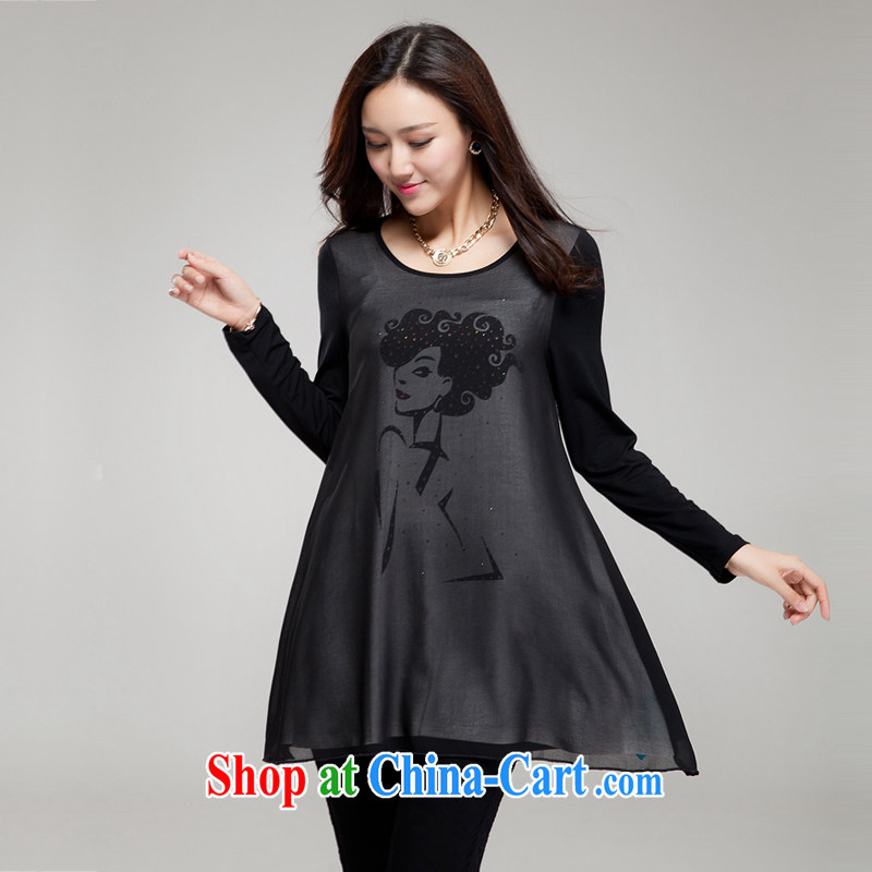 Ryan and the United States concluded the 2015 code female thick MM graphics thin new Korean version with stamp duty hot drill loose dress FY 019 black 3 XL (171 jack - 190 Jack through) and the US concluded (RIUMILVE), online shopping