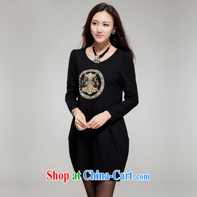Ryan and the United States concluded the code dress dresses on cultivating MM graphics thin 2015 new Korean version features totem retro staple Pearl loose dresses YF 009 black L (Spot) and the US concluded (RIUMILVE), and, on-line shopping