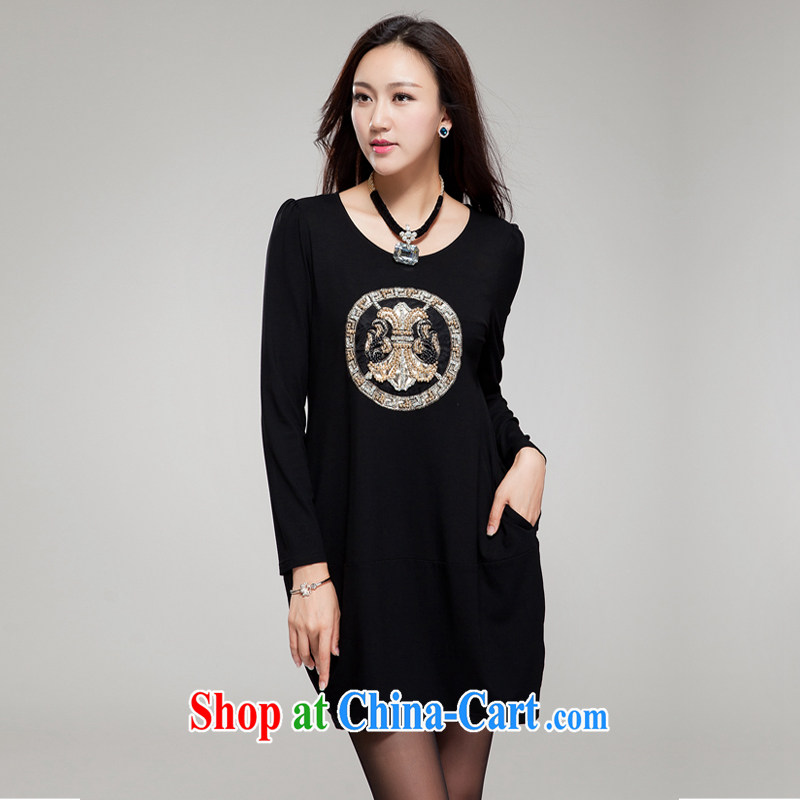 Ryan and the United States concluded the code dress dresses on cultivating MM graphics thin 2015 new Korean version features totem retro staple Pearl loose dresses YF 009 black L (Spot) and the US concluded (RIUMILVE), and, on-line shopping