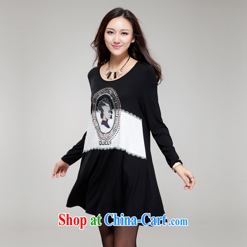 Ryan and the United States concluded the 2015 code female new Korean retro stamp hot drill and loose video thin dresses YF 25 black 3 XL (171 jack - 190 Jack through) and the US concluded (RIUMILVE), online shopping