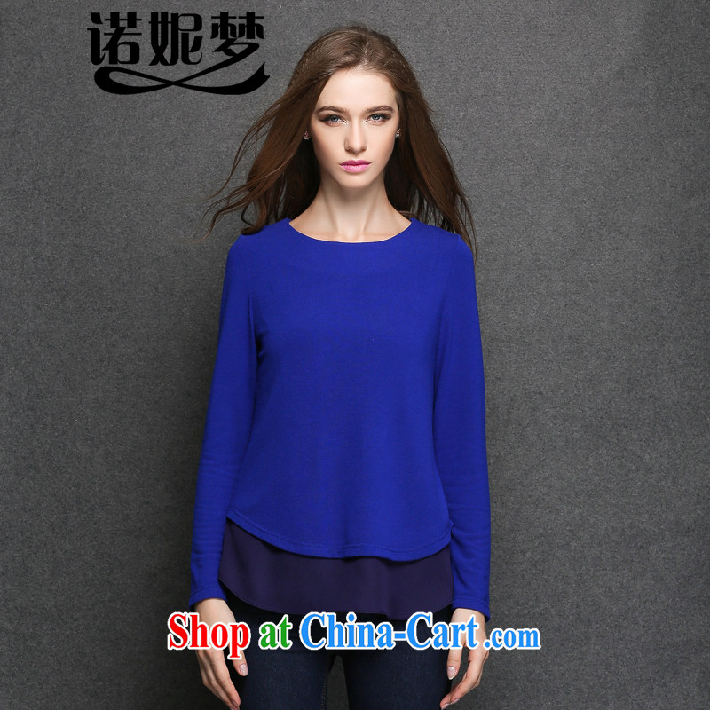 Connie's dream European and American high-end women's clothing the Code women 2014 new autumn and replace loose video thin T shirts thick sister long-sleeved round-collar leave two solid shirt Y 3184 black XXXXL, Connie dreams, and shopping on the Internet