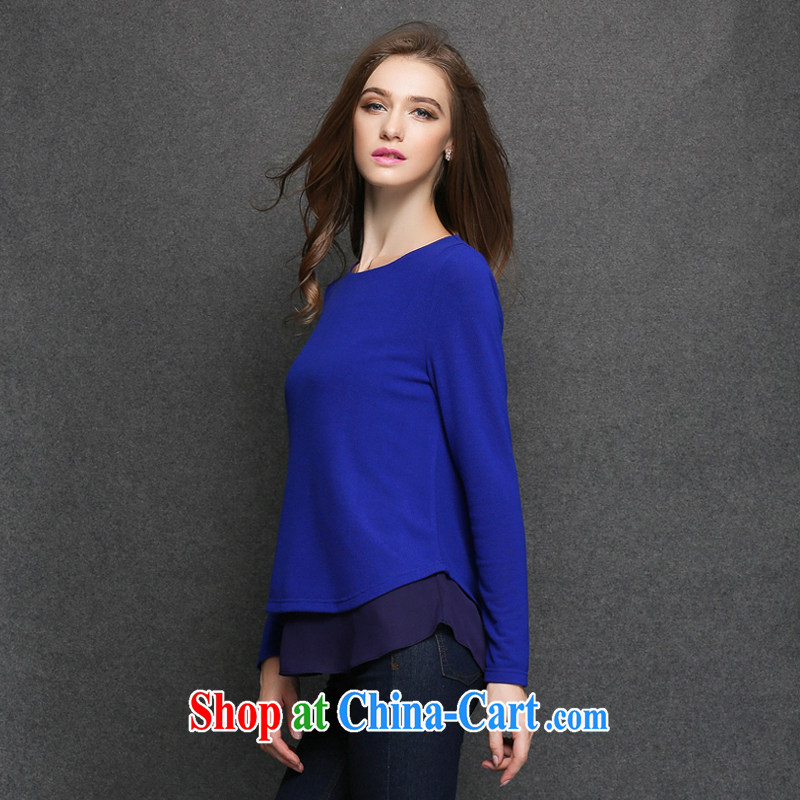 Connie's dream European and American high-end women's clothing the Code women 2014 new autumn and replace loose video thin T shirts thick sister long-sleeved round-collar leave two solid shirt Y 3184 black XXXXL, Connie dreams, and shopping on the Internet