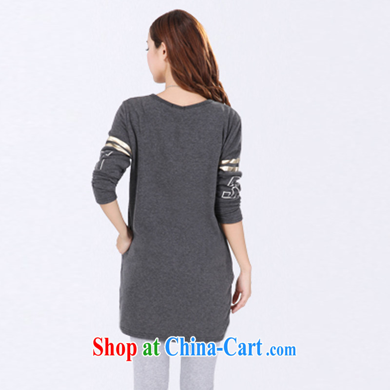 HIV/AIDS by 2014 autumn and winter, the larger female and lint-free cloth thick graphics thin solid T-shirt long-sleeved shirt T DM 068 gray, code, covering HIV (HANZI), and, on-line shopping