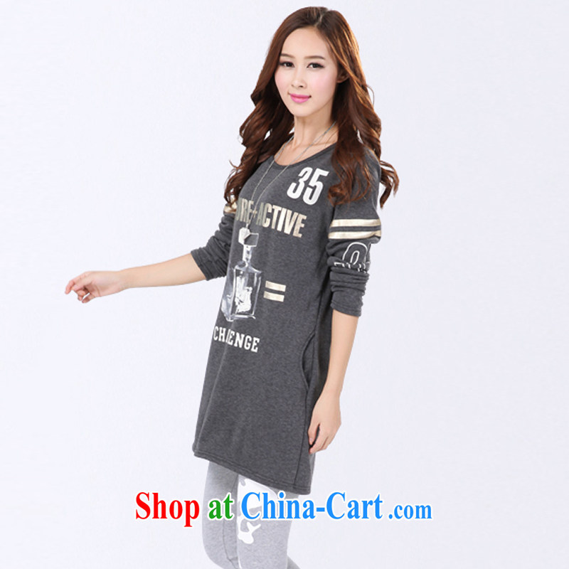 HIV/AIDS by 2014 autumn and winter, the larger female and lint-free cloth thick graphics thin solid T-shirt long-sleeved shirt T DM 068 gray, code, covering HIV (HANZI), and, on-line shopping