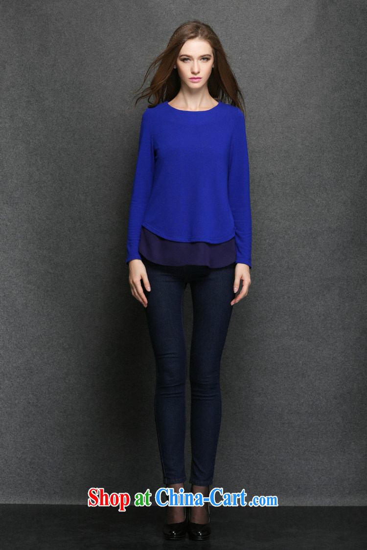 Ms Audrey EU focus the code long-sleeved T-shirt loose woman with thick sister in Europe and fall fashion loose long shirt solid JW 3184 blue XXXXL pictures, price, brand platters! Elections are good character, the national distribution, so why buy now enjoy more preferential! Health