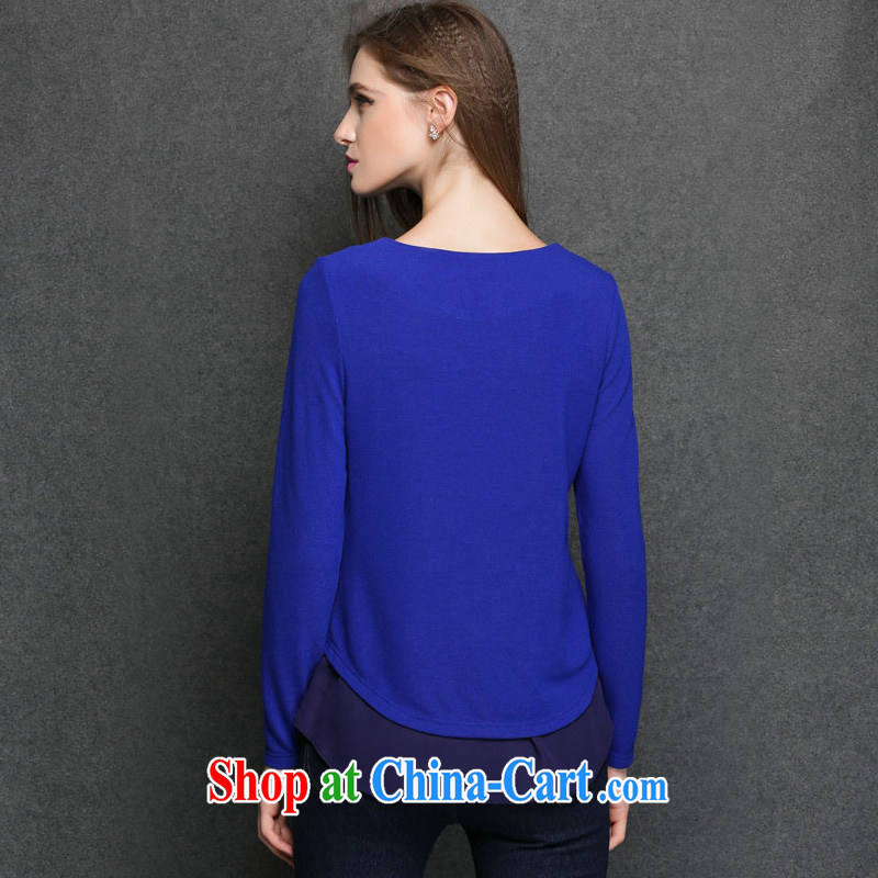 Ms Audrey EU focus is the long-sleeved T-shirt loose female thick sister in Europe and fall fashion loose long solid T-shirt JW 3184 blue XXXXL crackdown, Ms Audrey EU, jiaowei), online shopping