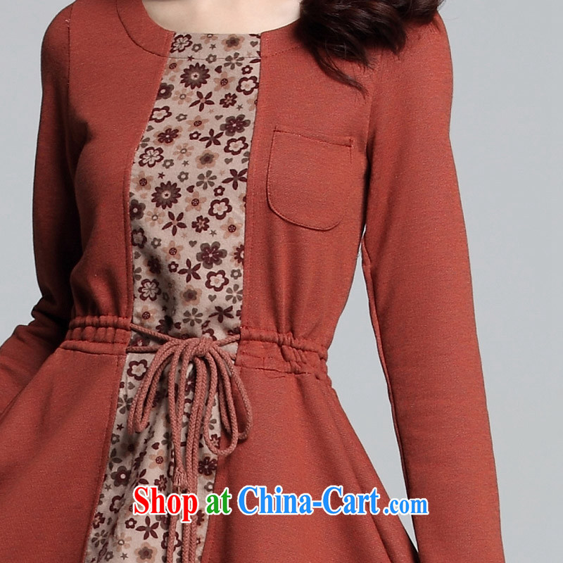 Constitution, Jacob BEAUTY package mail and indeed increase, female dress fall 2014 with new, simple lady knitted short skirt long-sleeved floral spell Color Lounge, rust red 4 XL approximately 160 - 170 jack, constitution, Jacob (QIANYAZI), the Code women, online shopping
