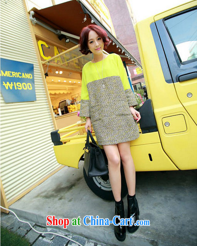 The Sarajevo while chasing 2014 autumn and winter new Korean Hit color and loose stitching thick large code dresses girls F 1120 yellow XL pictures, price, brand platters! Elections are good character, the national distribution, so why buy now enjoy more preferential! Health