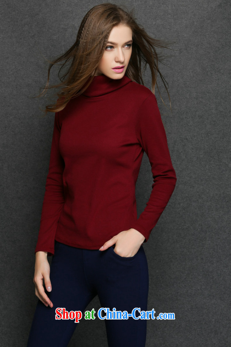 Ms Audrey EU focus larger high-collar solid shirt women mm thick beauty Europe girls long-sleeved shirts T JW 3054 deep red XXXXL pictures, price, brand platters! Elections are good character, the national distribution, so why buy now enjoy more preferential! Health