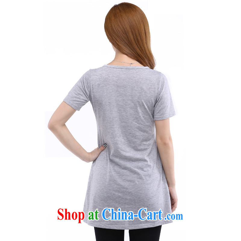 Laurie flower, 2014 new FAT sister and indeed XL women mm thick summer round-neck collar stamp T shirt T-shirt 6215 light gray 2 XL, Shani flower (Sogni D'oro), and, on-line shopping