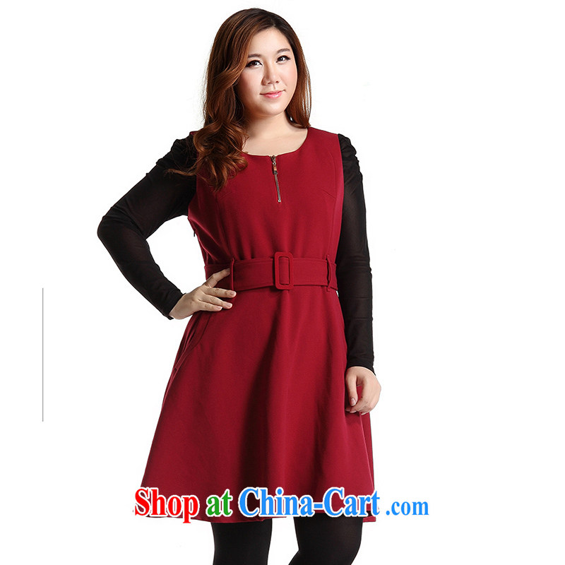 Slim LI Sau 2014 autumn and winter new, large, modern Korean elegant beauty graphics thin sleeveless solid dresses Q 6202 wine red 4 XL, slim Li-su, and shopping on the Internet