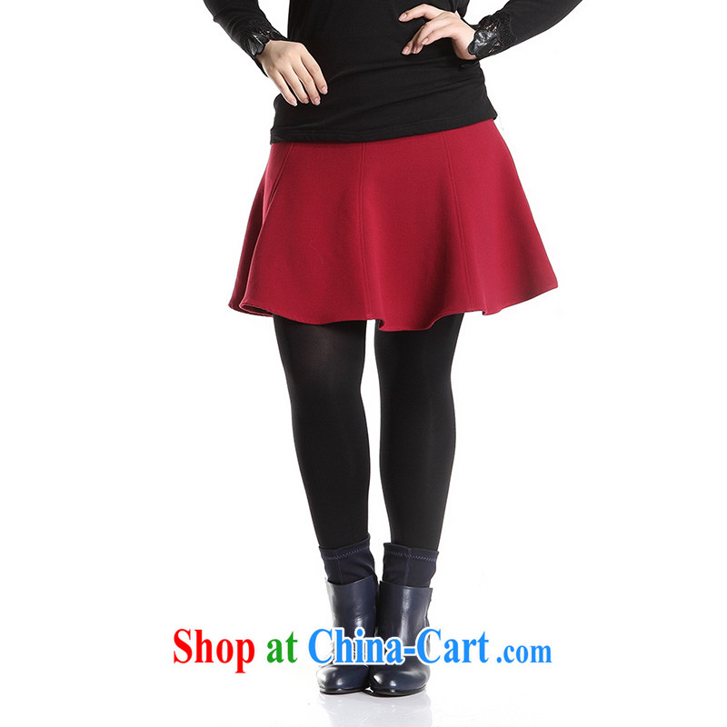 Slim Li-su 2014 autumn and winter new, larger female and stylish Korean version 100 to ground high-waist, skirt hem 100 short skirts Q 6307 wine red 5 XL, slim Li-su, and shopping on the Internet