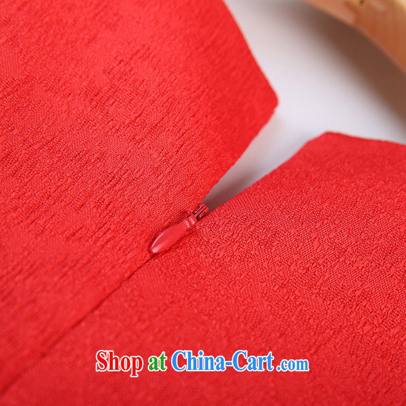 Slim Li-su 2014 autumn and winter new, larger female round-collar sleeveless nails Pearl bow-tie small dress dresses Q 6369 red L, slim Li-su, and Internet shopping