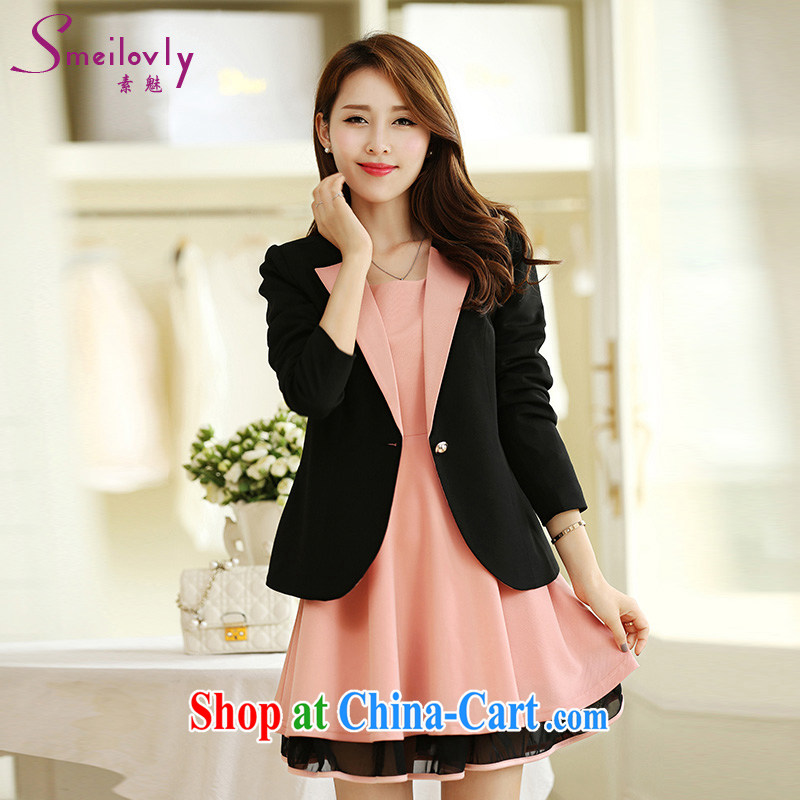 Staff of the fertilizer XL women mm thick 2014 autumn and winter New Leisure package two-piece beauty video skinny suits dresses S 8111 photo color 5 XL _small suit + dresses_