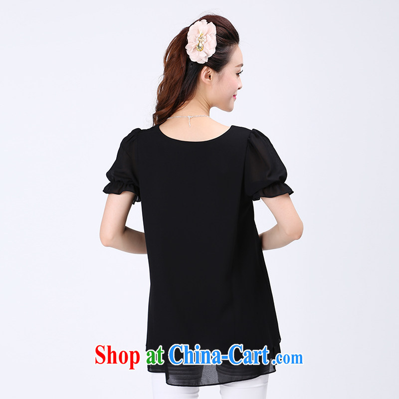 Laurie flowers, thick sister summer wear thick NPC code female graphics thin, T shirts women loose the fat increase, short-sleeved snow woven shirts 6746 black 6 XL, Shani Flower (Sogni D'oro), online shopping