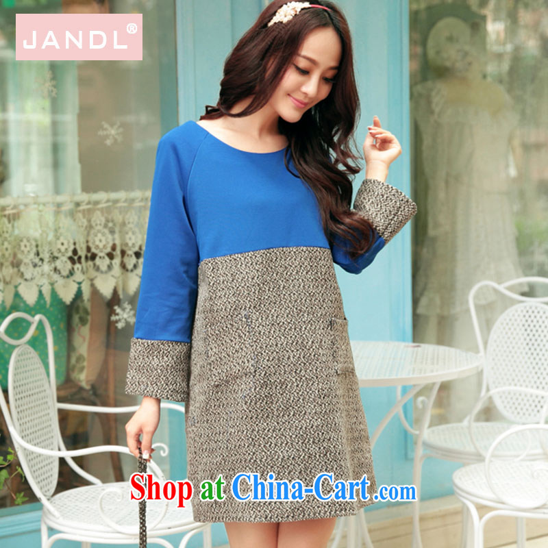 JANDL women autumn 2014 the new and modern Korean stitching, hit the color code female dress blue L, JANDL, shopping on the Internet
