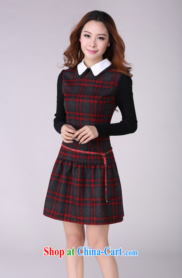The delivery package mail as soon as possible is the XL grid dress mm thick 2014 Autumn and Winter load new lapel OL commuter stretch skirt solid graphics red 3XL 145 - 155 Jack left and right pictures, price, brand platters! Elections are good character, the national distribution, so why buy now enjoy more preferential! Health