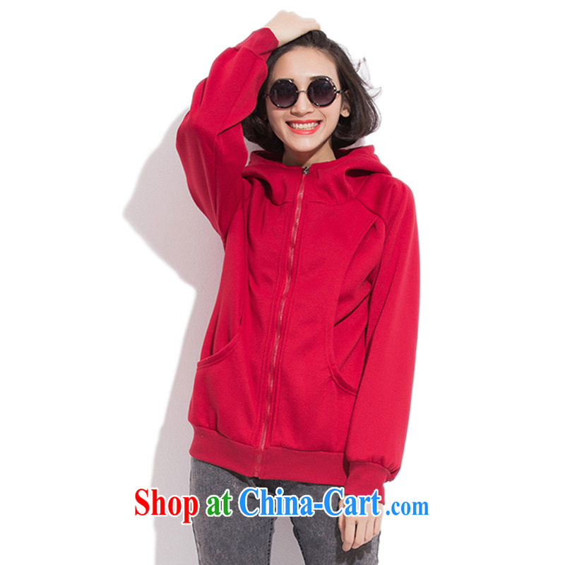 Increase the fat increase, women with emphasis on MM 2015 autumn and winter clothing new Korean trendy thick sweater cardigan and lint-free video thin coat female Red 3 XL, increase the US, shopping on the Internet