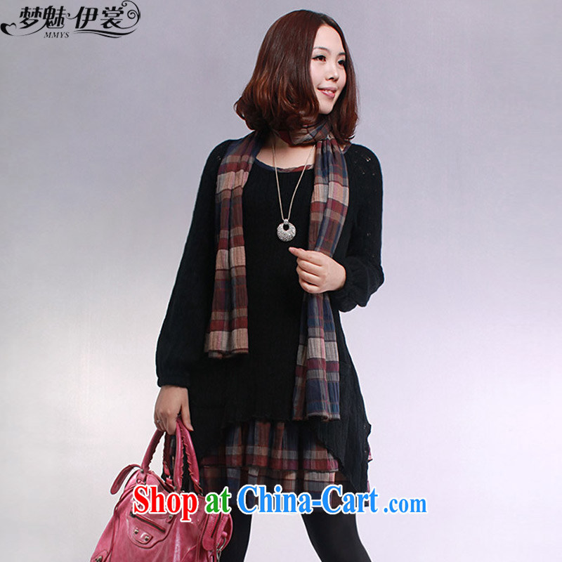 Director of the Advisory Committee 2015 Spring and Autumn and the new, and indeed increase, women mm thick, long, solid knit sweater long-sleeved-yi skirt black 4XL _recommendation 170 - 210_