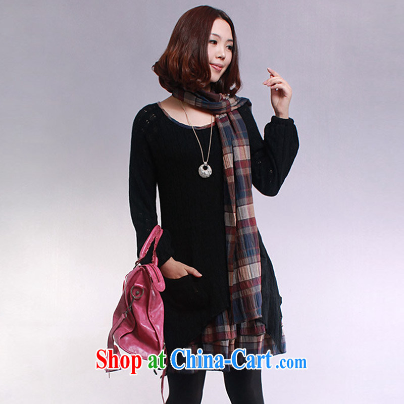 Director of the Advisory Committee 2015 Spring and Autumn and the new, and indeed increase, women mm thick, long, solid knit sweater long-sleeved double-yi skirt black 4XL (recommended 170-210, made the Advisory Committee (mmys), online shopping
