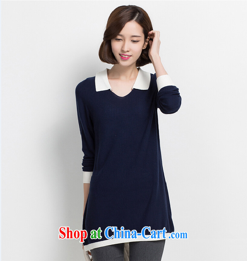The slave 2014 autumn and winter the Korean version of the greater number, long, and long-sleeved sweater knit-female 1434 dark blue XXXXL pictures, price, brand platters! Elections are good character, the national distribution, so why buy now enjoy more preferential! Health